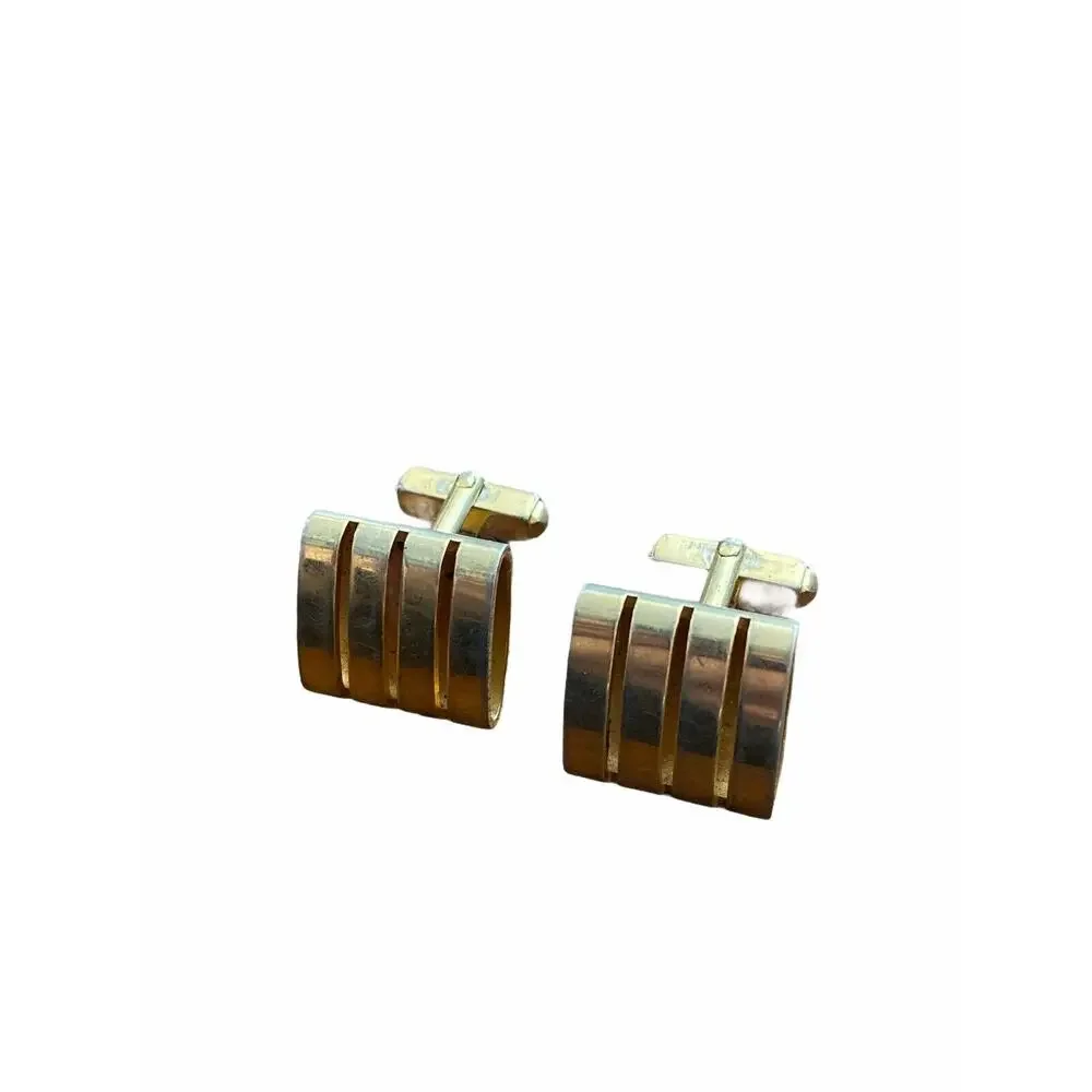 Vintage Goldtone Cufflinks Men's Jewelry Rectangular Lever Back